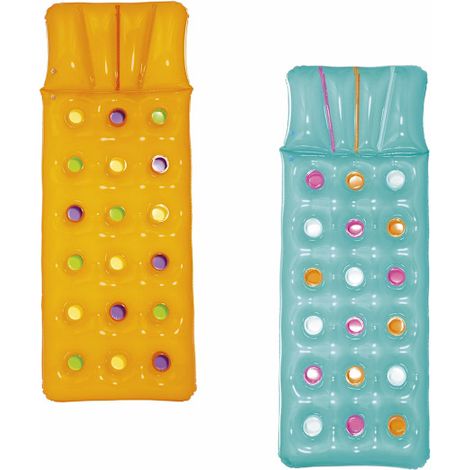 Sillas hinchables para piscina, colchonetas hinchables para piscina y accesorios de natación para niños y adultos, en packs combinados de color naranja y azul. (1/5)