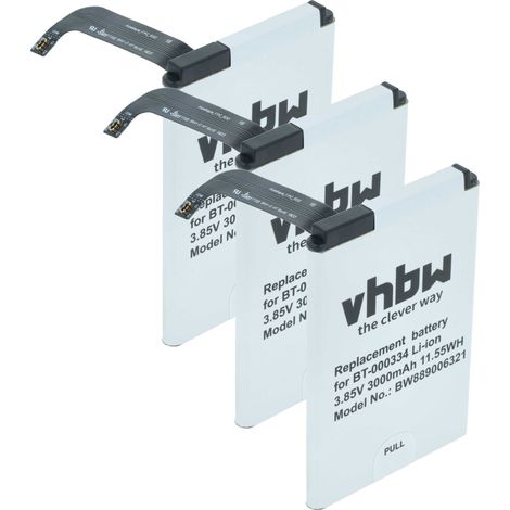 vhbw 3x Akku Ersatz für Zebra 03MAY18, BT-000334, BT-000334-1, BTRY-TC2X-INT1-01 für Barcodescanner POS (3000 mAh, 3,85 V, Li-Ion)