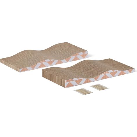 Griffoir pour Chats, Tapis à Gratter pour Chats d’Intérieur avec Herbe à Chat, Couche Unique Incurvée, Lot de 2, 41,9cm x 20,6cm x 4,1cm (1/5)
