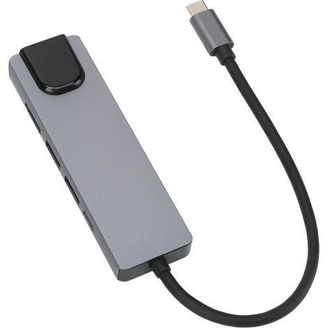 Hochgeschwindigkeits-5-in-1-USB-C-Hub aus silbergrauer Aluminiumlegierung, USB-C-Multiport-Dockingstation-Adapter für Typ-C-Geräte (1/5)