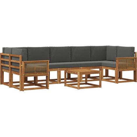 Conjunto de sofás de exterior 8 pcs Natural y Antracita vidaXL (1/5)