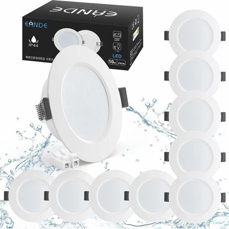 Lot de 10 Spots LED Encastrable 5W IP44 98mm, Blanc Neutre 4000K Éclairage encastré Étanche 450lm, Spot LED Extra Plat 25mm, Spots de Plafond 230V pour Salle de Bain Salon Cuisine, Trou 70-88m (1/5)