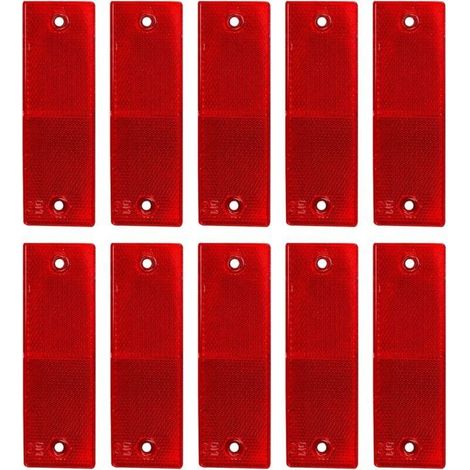 Réfléchissant Plaque D'Avertissement, Catadioptres de Sécurité, Catadioptre Remorque, Réflecteurs Camion, pour Camions Caravanes RV Bateaux Vélo, 10 Pièces,rouge,14.84.8cm