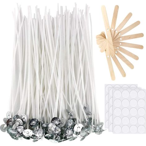 [JAMAIS UTILISÉ]200 pièces mèche de Bougie en Coton (2 Tailles) pour la Fabrication de Bougies Bricolage(9/15cm) (1/4)