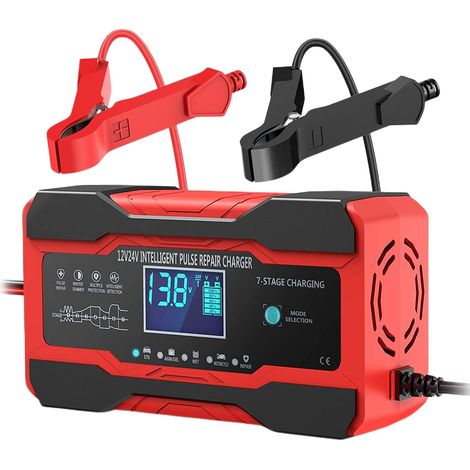 Chargeur de Batterie Voiture 10A, 12V Chargeur Batterie Moto Intelligent avec Mode Réparation et Charge d'entretien pour Voitures, Motos et Camions, Batteries AGM, Gel, Humides, SLA (1/5)