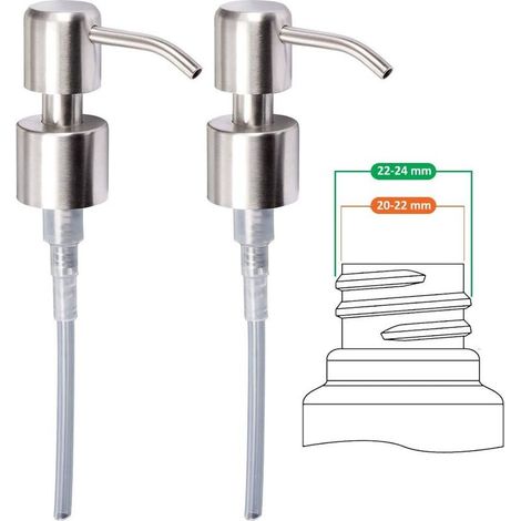Pompe de rechange pour distributeur de savon liquideAcier inoxydable AISI 304Finition brosséeCompatible 22 à 24 mm (1/5)