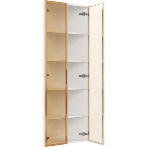 LED-Eckvitrine aus Glas 62 x 35 x 160 cm, weiß