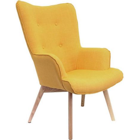HAYNA - Fauteuil Jaune et Piétement Naturel (1/5)