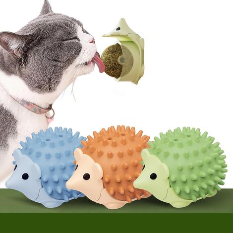 Lot de 3 boules à l'herbe à chat, jouet pour chat, boules à l'herbe à chat, boules à l'herbe à chat murales rotatives, jouet pour chat, pierre à lécher pour chat (1/5)