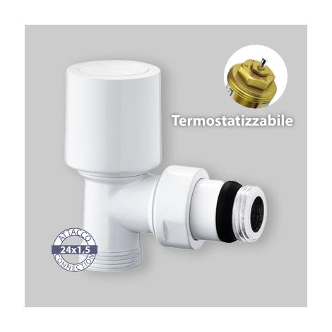 Vanne Thermostatique D'Angle Cuivre, Multicouche Et Raccordement Pe-X "Aida" Blanc 1/2" - 24X1,5 (1/2)