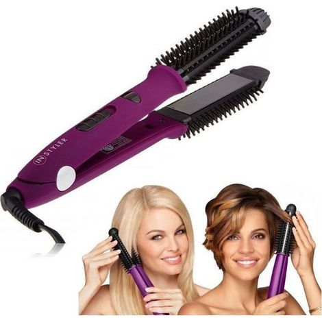 Brosse Lissante électrique Lisse Les Cheveux Crée Des Boucles Ondes Ioniques Styler 2 En 1