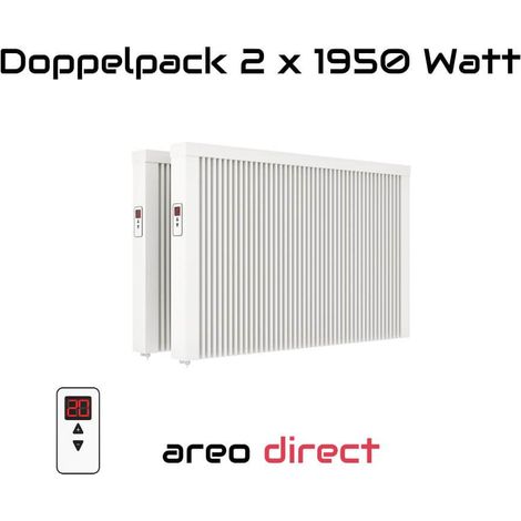 Elektroheizung Doppelpack 2x 1950 Watt Flächenspeicherheizung areo direct - simples Thermostat - Appsteuerung ohne Zusatzhardware möglich von eVARMO (1/5)
