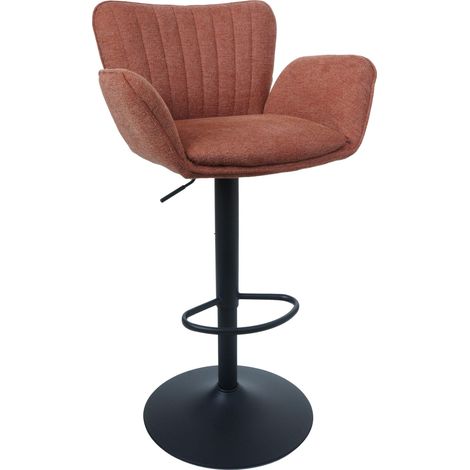 Tabouret de bar HWC-M67, tabouret de bar pivotant, avec accoudoirs et repose-pieds, tissu/textile, f (1/3)