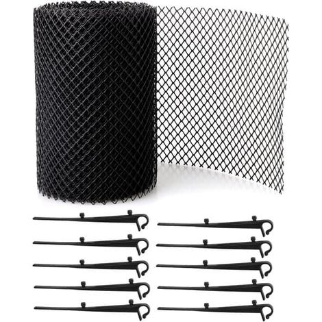 Protection de gouttière et pare-feuilles en plastique noir 8 m x 18 cm (1/5)