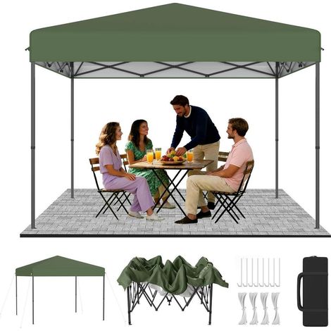 Faltpavillon 3x3m mit One-Touch Lift, höhenverstellbar, grün (1/5)