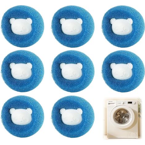 CCYKXALot de 8 Attrape Poils Machine a Laver, Anti Poils Machine à Laver Réutilisables Réduire l'enchevêtrement Boule Lessive Élimine Efficacement Les(Bleu) (1/5)