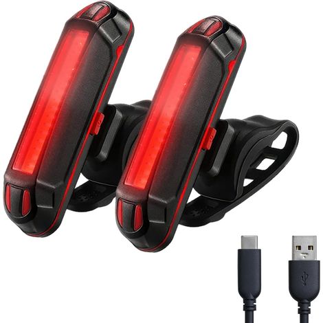 Luce posteriore per bicicletta, ricaricabile tramite USB-C, luce per casco, 6 modalità, impermeabile, batteria a lunga durata, per monopattini, zaino, 2 luci posteriori (1/5)