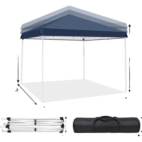 Carpa exterior con toldo, altura ajustable, protección contra el sol y la lluvia, 2 m, azul oscuro. (1/2)