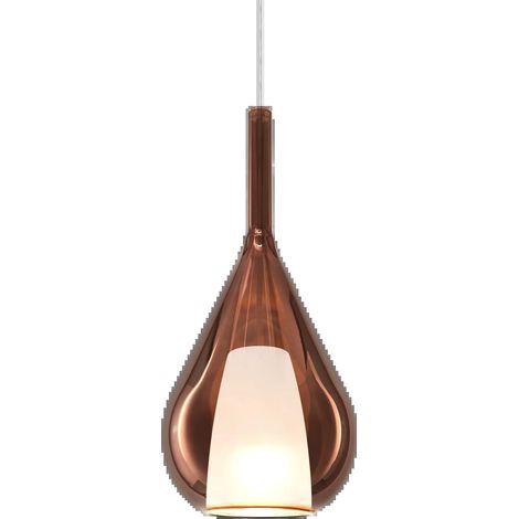 Sospensione Contemporanea Kalique Vetro Rame Bianco E Cromo 1 Luce E27 H40Cm