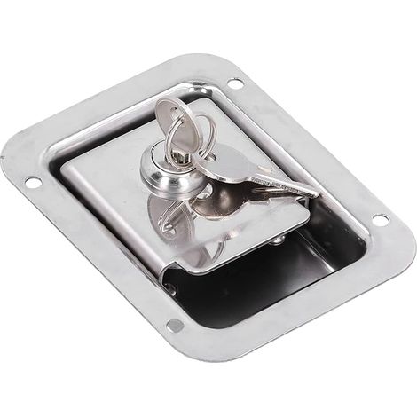 304 Stainless Steel Door Latch Toolbox Recessed Lock with 2 Keys for Trailer Fire Trucks (1/5)