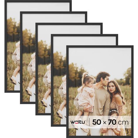 Lot de 5 Cadre Photo 50x70 cm WOLTU, Cadre pour Photo en Bois MDF, Décoration Murale ou sur Table, Noir