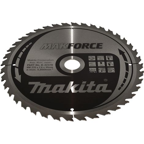Makita B-32378 Hoja de sierra circular Makforce TCT 270x30mm 40T Madera (1/4)