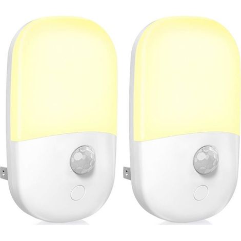 Lot de 2 veilleuses LED à détecteur de mouvement, blanc chaud, intensité réglable, pour chambre, cuisine, couloirs