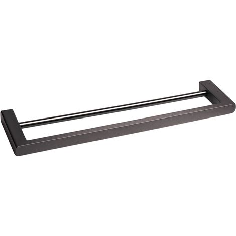 BALNEO - double barre porte-serviettes en acier inox anthracite Gun Metal - porte-serviettes 60 cm QARX inoxydable - barre de salle de bain (1/4)