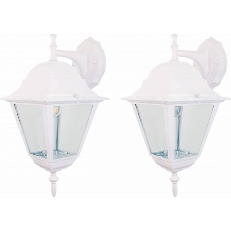 Lanterne New York avec bras 41 cm en verre aluminium blanc e'cran pour lampes 60 W pour jardin exte'rieur