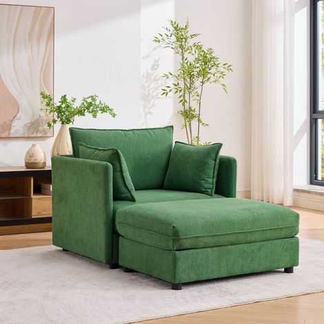 Fauteuil Siège en tissu format une place style moderne et minimaliste pouf de rangement inclus (1/5)