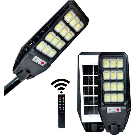 Lampione 200W faro 144 led con pannello solare sensore, telecomando e staffa 525 (1/4)