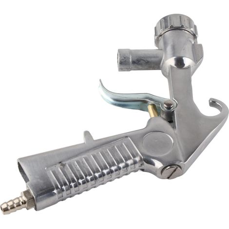 Machine de sablage avec entrée d'air, alimentateur de sable, pistolet de sablage, buse en céramique et matériau abrasif. (1/5)