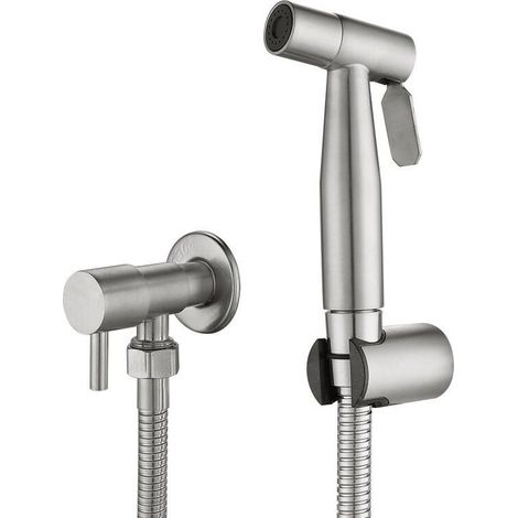 Pulvérisateur de toilettes en acier inoxydable 304 - finition brossée - tuyau 1,5 m - valve céramique haute dureté - pour nettoyage efficace (1/5)