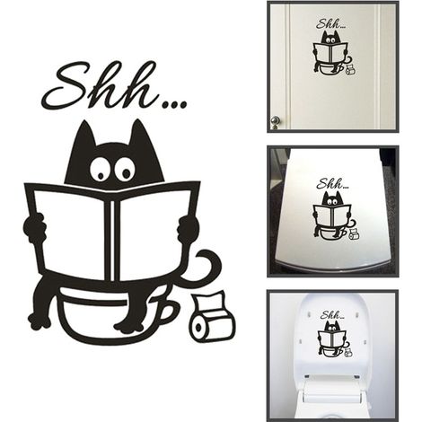 Autocollants muraux décoratifs, papier peint amovible, siège de toilette mignon (1/5)