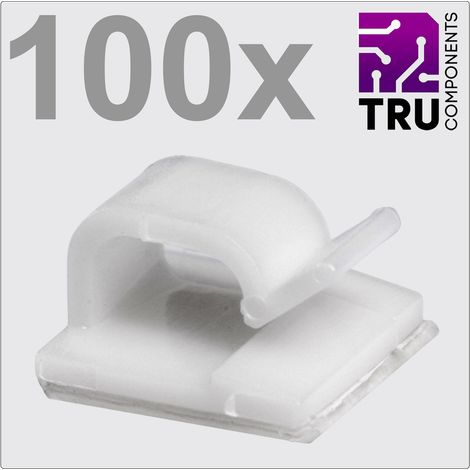 TRU COMPONENTS T24CA021 Kabelclip selbstklebend TC-12888440 Bündel-Ø-Bereich 1 bis 7 mm Weiß 100 S