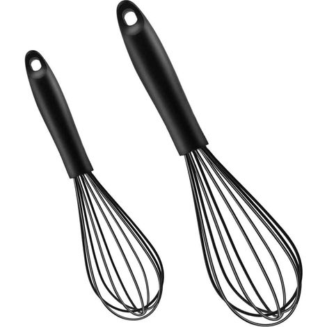 Batidor De Silicona - Acero Inoxidable Con Cables Antiadherentes - Para Mezclar Masas Y Montar Nata - Juego De 2 Unidades (1/5)