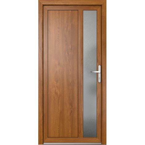 Porte de service 04, ouvrant vers l’extérieur, blanc/golden oak largeur: 98cm, hauteur: 200cm, sens d'ouverture: tirant droit (1/4)