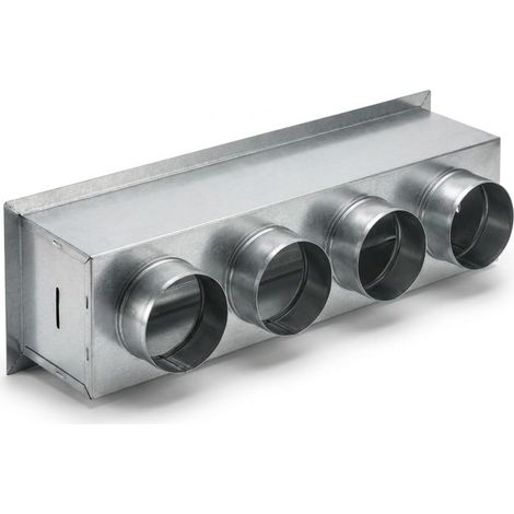 MAKA Plenum Zincato Cassetta Distribuzione Aria con Uscite Tonde H 150 L 500 - 3 uscite Ø 150 mm (1/5)