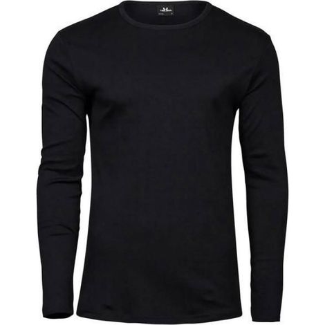 Haut manches longues - 100 % coton peigne ringspun biologique - 220 g m2 - lavage enzymes - coupe ajustee - noir - 1 piece