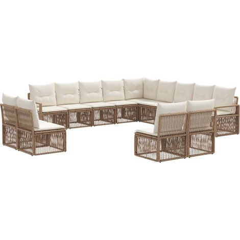 Gartensofa-set 13 pcs Beige Poly-Rattan vidaXL