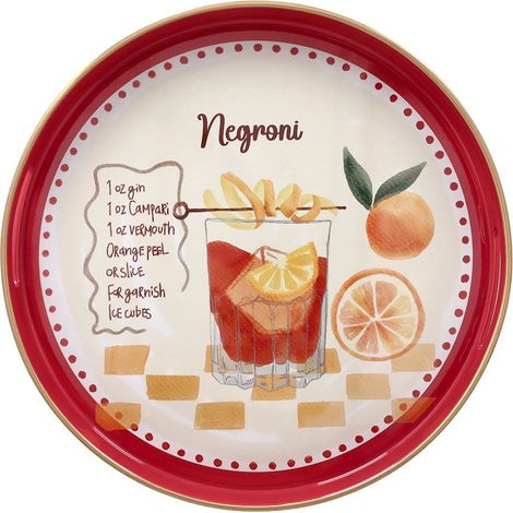 Tognana Vassoio Rotondo Negroni Serving Summer Time  D 38 Cm Decorativo Polipropilene Rosso