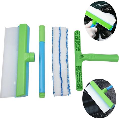 Raclette à vitres en silicone – 2 parties – Raclette à vitres – Nettoyant pour vitres – Nettoyage professionnel des vitres – Accessoires de salle de bain – Silicone – 30 × 17 cm (1/5)