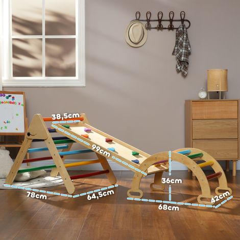 5-in-1-Kinder-Klettergerüst mit Rampe, Brücke, Dreiecks-Leiter, 18-48 Monate, Bunt, (1/5)