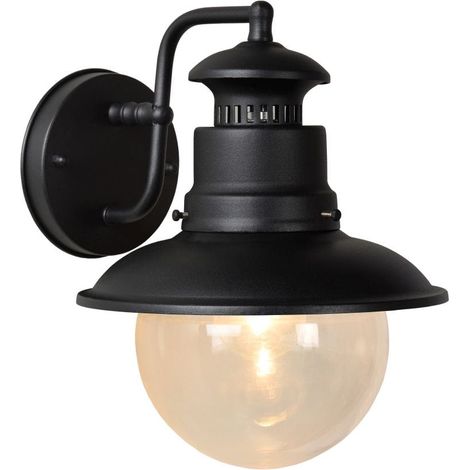 Applique esterna Lucide Figo E27 IP44 nera vetro trasparente (1/4)