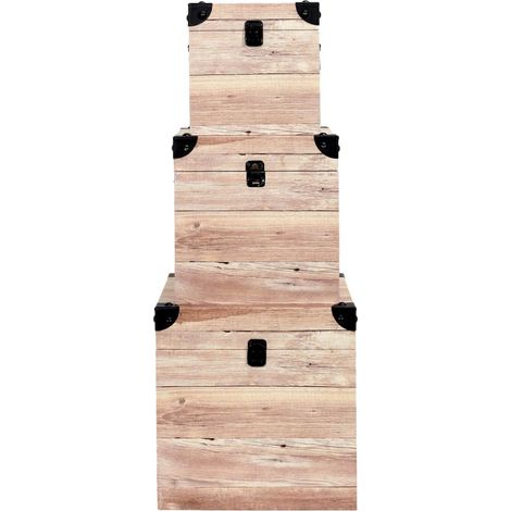 SAMA - Lot de 3 Malles Cubes Aspect Bois Rosé (1/5)