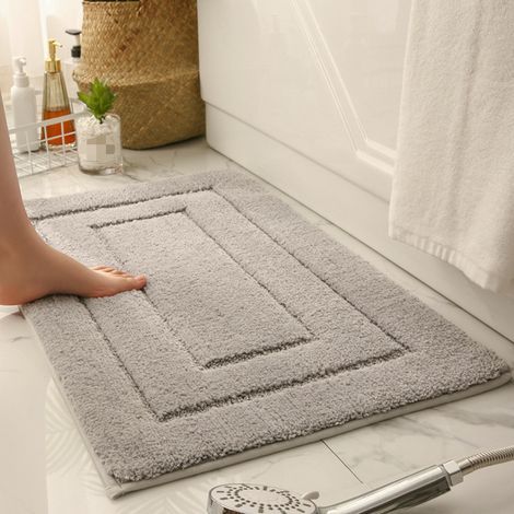 Tapis bain absorbant épais WC antidérapant entrée 40x60cm, gris clair (1/5)