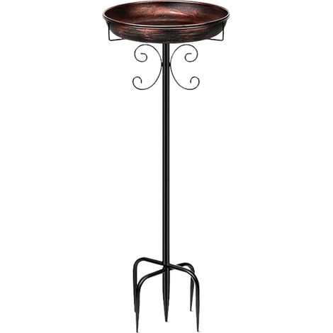 Comedero y bebedero para pájaros independiente de estilo vintage, ideal para jardines, patios y céspedes (cobre, 1 pieza). (1/5)