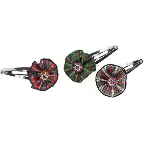 Set 12 pz. Fermagli con coccarde scozzesi per toelettaura 4.2x5 cm 3 g