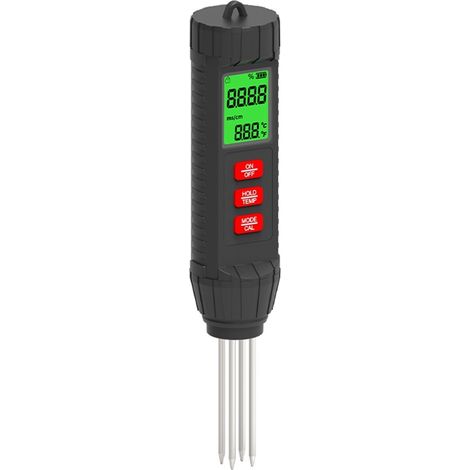 Testeur de sol numérique 3-en-1 – conductivité EC, température et humidité (1/5)