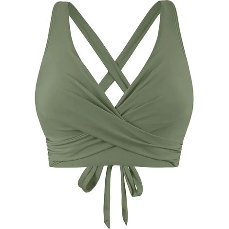 Bikini haut à soutien-gorge Push-up pour forte poitrine, dos nu, enveloppant lacé, décolleté en V, maillot de bain femme été plage, top de natation sans armature (1/4)